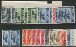 1946/1955 Posta Aerea Democratica ** MNH Lotto Esemplari Nuovi Incluso + Molte Quartine AdF / BdF E L.25 Azzurro X2 - Lotti E Collezioni