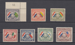 Paraguay 1945 Flags, 7 Air Mail Stamps,Scott# C147-153,MNH,OG,VF, 40c Damaged! - Paraguay