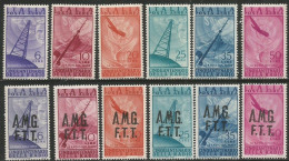 Italy Republic + Trieste A - Airmail Posta Aerea 1947 Radio Cpl Issue Emissione Completa 6+6v MNH** - Poste Aérienne