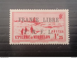 ST PIERRE ET MIQUELLON 1941 STAMPS OF 1922 OVERPRINT FRANCE LIBRE F N F L CAT. YVERT N. 264 MNG - Unused Stamps