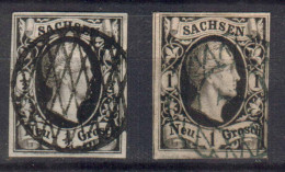 GERMANY SAXONY STAMPS. 1851 , Mi.#3,4, USED - Saxe