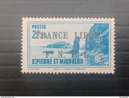 ST PIERRE ET MIQUELLON 1941 STAMPS OF 1922 OVERPRINT FRANCE LIBRE F N F L CAT. YVERT N. 269 MNG - Unused Stamps