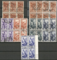 1950 Italia Al Lavoro # 8 Blocchi Di 4/6v Usati Con Lire 100 - # 8 Used Blocks Of 4/6 Pcs Italy Job/Work Up To Lire 100 - 1946-60: Used