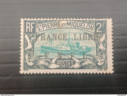 ST PIERRE ET MIQUELLON 1941 STAMPS OF 1922 OVERPRINT FRANCE LIBRE F N F L CAT. YVERT N. 243 MNH - Unused Stamps