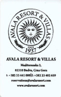 MONTENEGRO   KEY HOTEL    Avala Resort & Villas - Hotel Keycards
