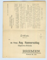 W9Z13/ Bremen Zigarrenfabrik Aug. Hammerschlag Mit Bestell AK 1900 - Sonstige & Ohne Zuordnung