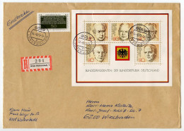 Germany, West 1983 Registered Cover; Weiterstadt To Wiesbaden; German Presidents Souvenir Sheet - Brieven En Documenten