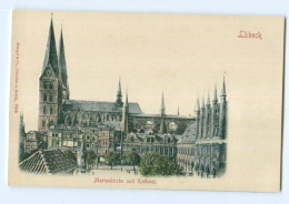 Y6779/ Lübeck Marienkirche Und Rathaus Reliefkarte Ca.1900 AK - Lübeck-Travemünde