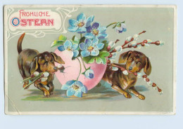 P4D56/ Ostern Dackel Schöne Litho Prägedruck AK 1911 - Pâques