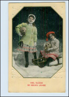 Y3216/ Neujahr Mädchen Mit Schlitten Schöne AK 1910 - Nouvel An