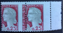 Paire Marianne De Decaris 1263 Bandeau Sur Les Yeux Et Mauvaise Piquage à Cheval Horizontal - Unused Stamps