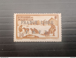 ST PIERRE ET MIQUELLON 1941 STAMPS OF 1922 OVERPRINT FRANCE LIBRE F N F L CAT. YVERT N. 250 MNH - Unused Stamps