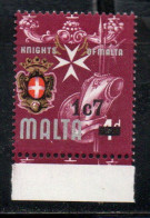 MALTA 1977 KNIGHTS ARMOR ARMATURE DI CAVALIERI COAT OF ARMS STEMMA ARMOIRIES SURCHARGED 1c7m ON 4p SURCHARGE MNH - Malta