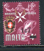 MALTA 1977 KNIGHTS ARMOR ARMATURE DI CAVALIERI COAT OF ARMS STEMMA ARMOIRIES SURCHARGED 1c7m ON 4p SURCHARGE MNH - Malta