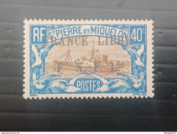 ST PIERRE ET MIQUELLON 1941 STAMPS OF 1922 OVERPRINT FRANCE LIBRE F N F L MNH - Nuevos