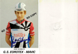 CARTE CYCLISME GODI SCHMUTZ SIGNEE TEAM EOROTEX 1983 ( VOIR PARTIE ARRIERE ) - Radsport