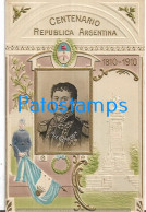 227506 ARGENTINA ART EMBOSSED CENTENARY CENTENARIO PATROTIC FLAG  PROCER JUAN MARTIN DE PUEYRREDON POSTAL POSTCARD - Argentinien