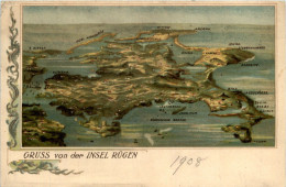 Gruss Von Der Insel Rügen - Litho - Rügen