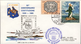 San Marino-1985 50^ Anniversario Costituzione Del 15^ Stormo Bollo Blu A.M.I. Am - Corréo Aéreo