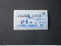 ST. PIERRE ET MIQUELON 1941 TIMBRES 1938-39 SURCHARGE FRANCE LIBRE F.N.F.L. YVERT N. 262 MNH - Neufs