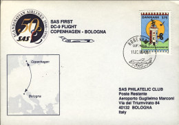 1996-Danimarca Cinquantenario SAS I^volo Con DC9 Copenhagen Bologna - Airmail