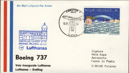 1992-Belgique Belgium Belgio I^volo Lufthansa Boeing 737 Bruxelles Palermo Del 1 - Storia Postale