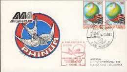 San Marino-1991 Alitalia Illustrato Con Bollo Dispaccio Aereo Straordinario AZ 5 - Corréo Aéreo