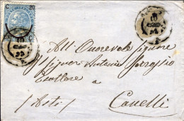 1865-busta Affr. 20c.Ferro Di Cavallo II^tipo Con Annullo A Doppio Cerchio Di Ce - Poststempel
