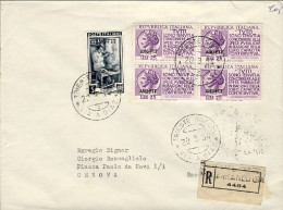 1954-Trieste A Racc. In Perfetta Tariffa L.105 Affr.quartina L.25 Redditi + L.5  - Poststempel