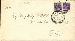 1945-Luogotenenza Busta Affrancata Con 2 Esemplari Del L.1 Abbazia Di Montecassi - Storia Postale