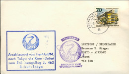 1968-Germania Berlino I^volo JAL Francoforte Tokyo Via Roma - Cartas & Documentos