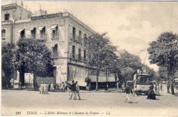 1920circa-Tunisia Cartolina Di Tunisi L'hotel Bellevue Et L'avenue De France Via - Tunisia