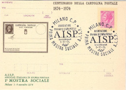 1974-cartolina Postale L.40 Celebrativa Della Prima Mostra Sociale A.I.S.P. Asso - Ganzsachen