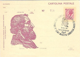 1974-cartolina Postale L.40 Numerata,celebrativa 5^ Centenario Nascita Ludovico  - Interi Postali