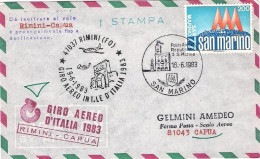 San Marino-1983 Volo Postale Rimini Capua Dispaccio Aereo Straordinario Del 19 G - Corréo Aéreo