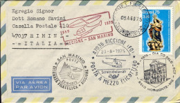 1975-Brasile Giornata Filatelica Riccione Posta A Mezzo Elicottero Riccione San  - Luftpost