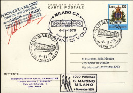 San Marino-1978 "75 Anni Di Volo" Bollo Aeronautica Militare Dispaccio Aereo Spe - Luftpost