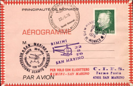 1976-Monaco Rievocazione Scampo Garibaldi,trasporto Posta A Mezzo Elicottero Rim - Poste Aérienne