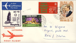 1974-Hong Kong I^volo Lufthansa LH 343 Hong Kong Roma Del19 Gennaio - Storia Postale