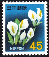 JAPAN 1967 Definitive With NIPPON: FLORA Plants Flowers. Mock Calla Lily 45Y, MNH - Autres & Non Classés