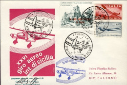 1974-per Il XXVI Giro Aereo Internazionale Di Sicilia Firma Del Pilota+erinnofil - Erinnofilia