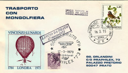 San Marino-1973 Trasporto Con Mongolfiera Per Praphilex '73 Lancio Da Prato Del  - Luftpost