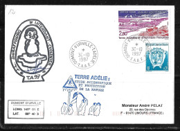 122 - Y&T PO171 Et 199 Vent Catabatique Sur Pli Du 30.10.1997 TERRE ADELIE-Etude Scientifique Et Protection De La Nature - Storia Postale