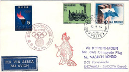 San Marino-1964 Diretto A Showaku Nagoya "Mit SAS Olympiade Flug Via Kopenhagen" - Poste Aérienne