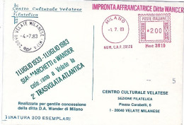 1983-cartolina Celebrativa Della II^trasvolata Atlantica Impronta Affrancatrice  - Macchine Per Obliterare (EMA)
