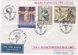 San Marino-1983 Dispaccio Postale Con Aerostato Per Lecco Del 17 Giugno+erinnofi - Luftpost