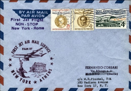 1960-U.S.A. I^volo TWA Non-stop New York Roma Del 27 Maggio + Bollo Amaranto Fir - Altri & Non Classificati