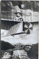 C. P. A. Photo : 07 : VALS LES BAINS : Portrait D'un Enfant Dans Un Avion Dessiné, Drapeau "AERODROME DE VALS LES BAINS" - Vals Les Bains