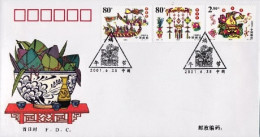 2001-Cina China 10, Scott 3110-02 Duan Wu Festival - Covers & Documents