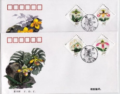 2001-Cina China 18, Scott 3137-40 Paphiopedilum Fdc - Lettres & Documents